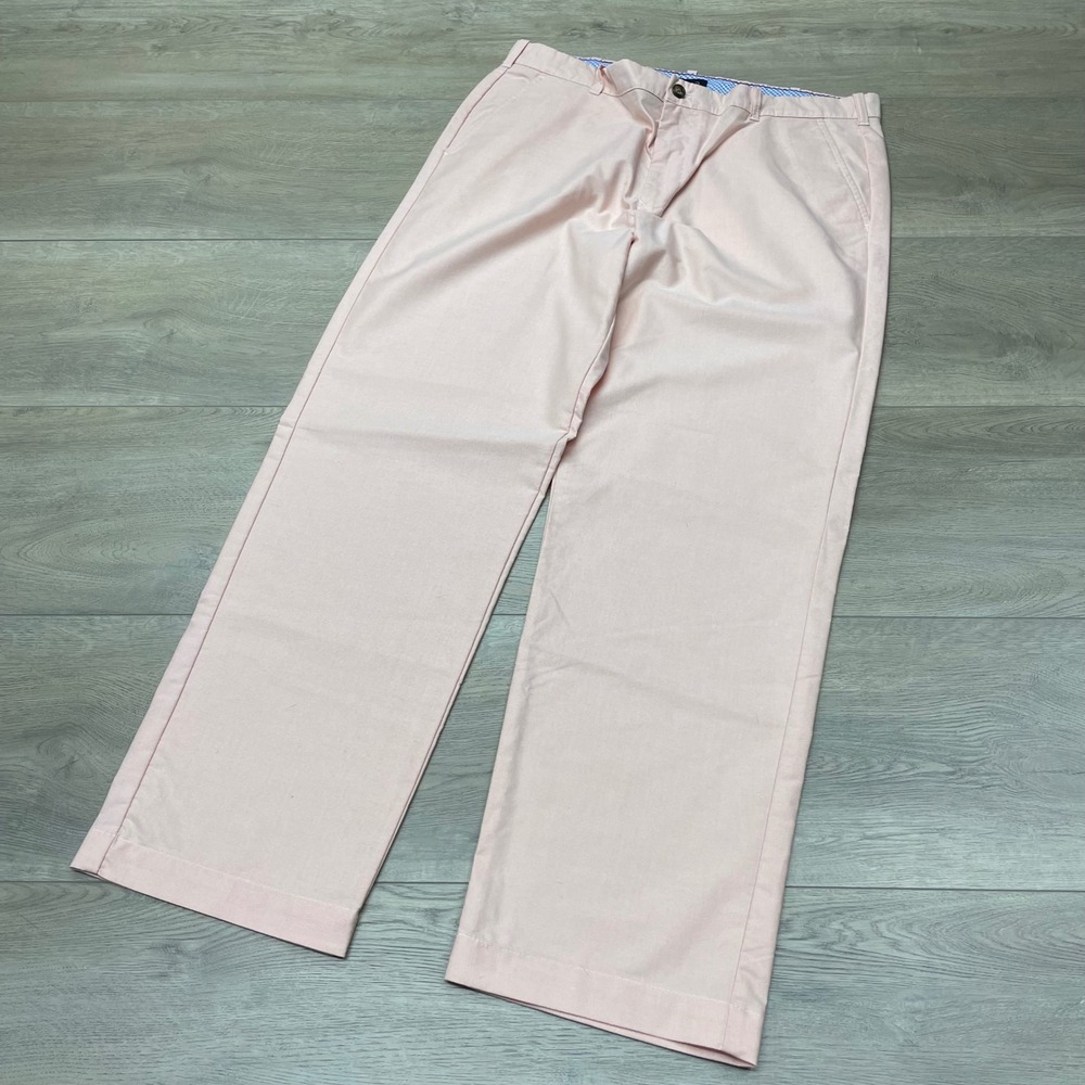 IZOD Chino Pants Mens 38/32 Pink Flat Front Cotton Blend 45SM005